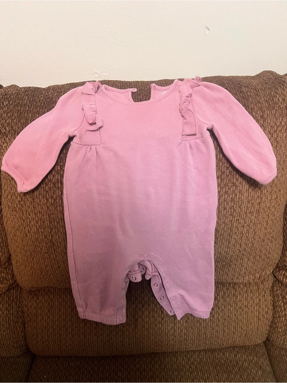 Carter's Pink Ruffle-Shoulder Knit One-Piece